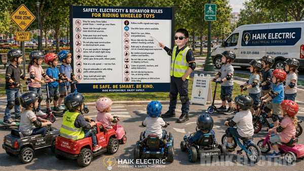 Hovhannes teaching riding and wheeled-toy safety