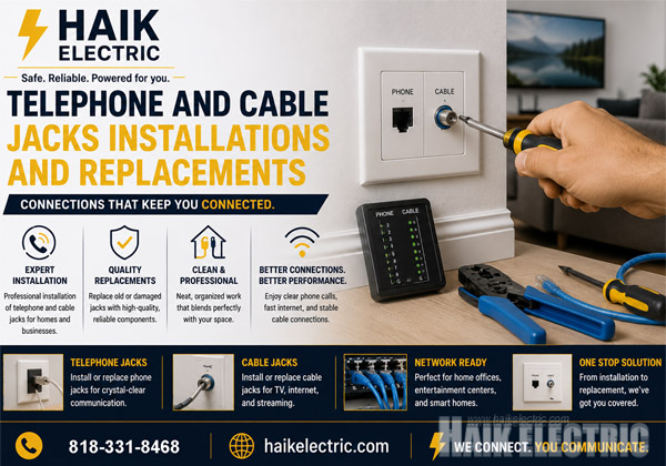 Telephone and Cable Jacks Installations and Replacements by Haik Electric